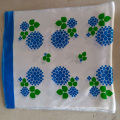 100% Silk Satin Blue Flower Small Towel Long Scarf